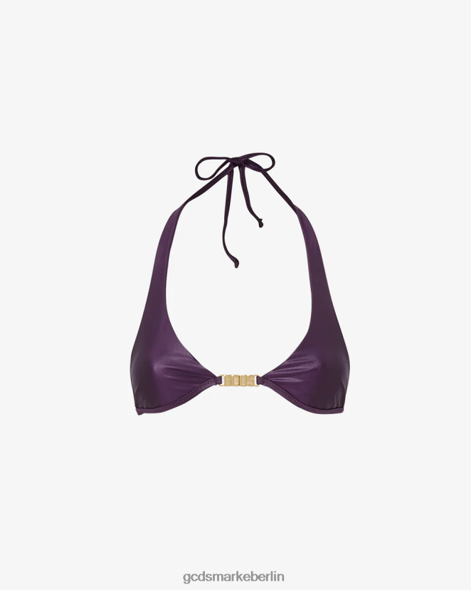GCDS Frauen Bikini-BH mit Metallic-Logo und Clip LP42F485 violett Kleidung