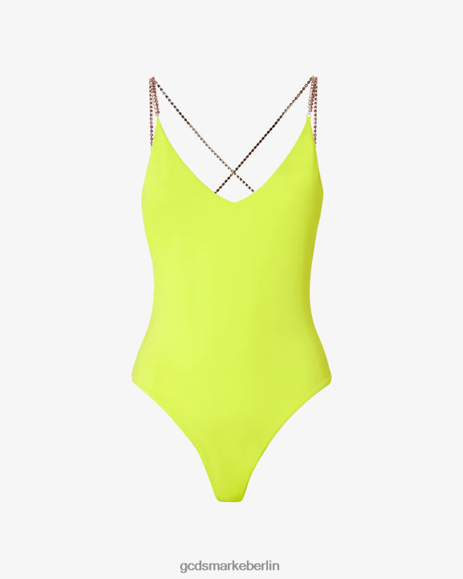 GCDS Frauen Bling-Badeanzug LP42F480 Kalk Kleidung