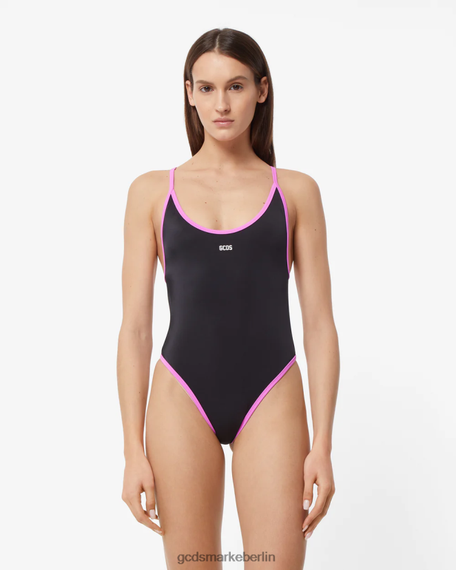 GCDS Frauen Herz-Badeanzug LP42F479 Schwarz Kleidung