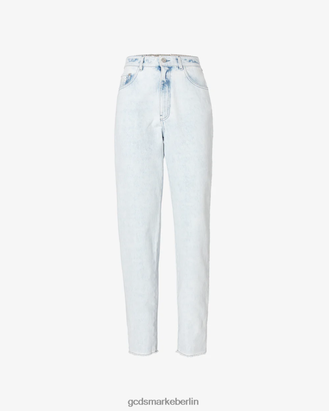 GCDS Frauen Bling-Jeanshose LP42F448 cremefarben Kleidung