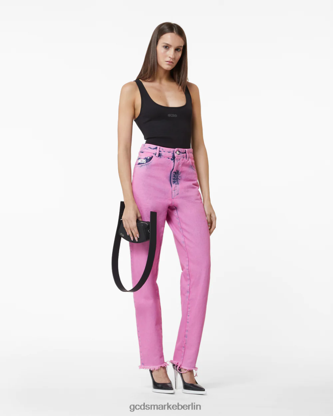 GCDS Frauen Bling-Jeanshose LP42F449 Rosa Kleidung
