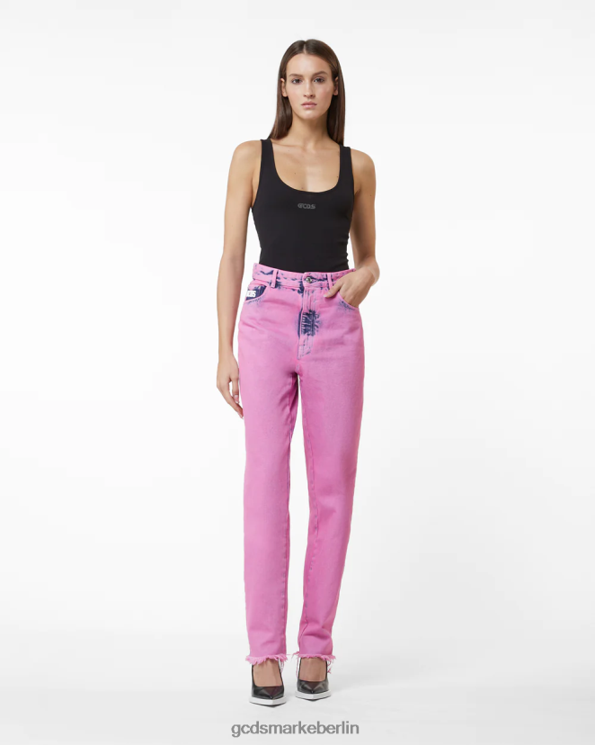 GCDS Frauen Bling-Jeanshose LP42F449 Rosa Kleidung