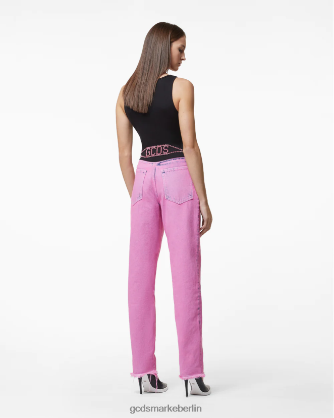 GCDS Frauen Bling-Jeanshose LP42F449 Rosa Kleidung