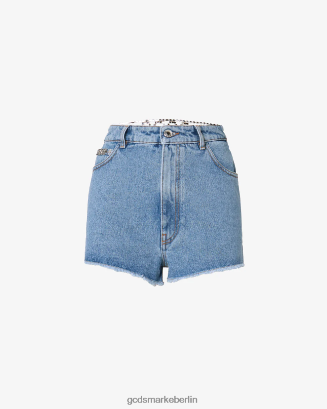 GCDS Frauen Bling-Jeansshorts LP42F458 neues hellblau Kleidung