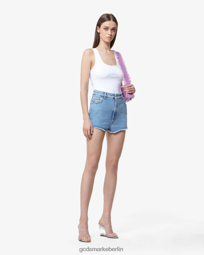 GCDS Frauen Bling-Jeansshorts LP42F458 neues hellblau Kleidung
