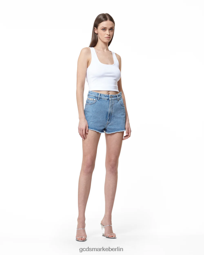 GCDS Frauen Bling-Jeansshorts LP42F458 neues hellblau Kleidung