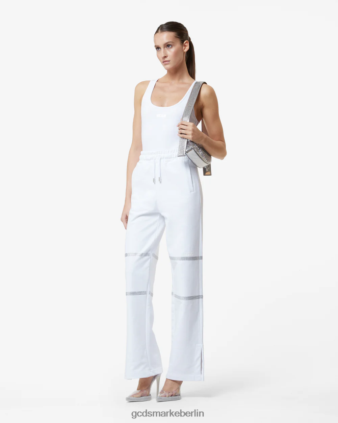 GCDS Frauen Bling-Jogginghose LP42F450 Weiß Kleidung