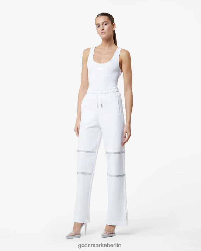 GCDS Frauen Bling-Jogginghose LP42F450 Weiß Kleidung