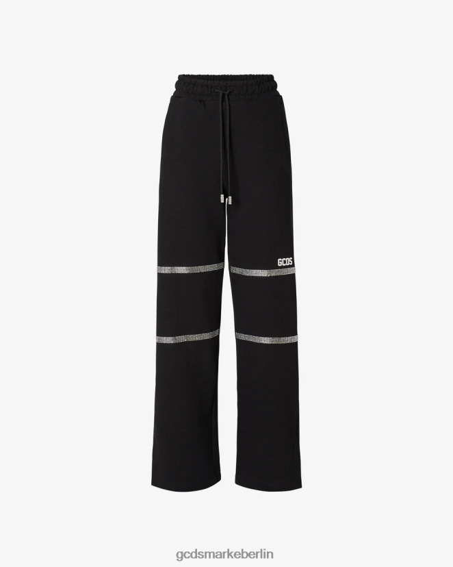 GCDS Frauen Bling-Jogginghose LP42F451 Schwarz Kleidung