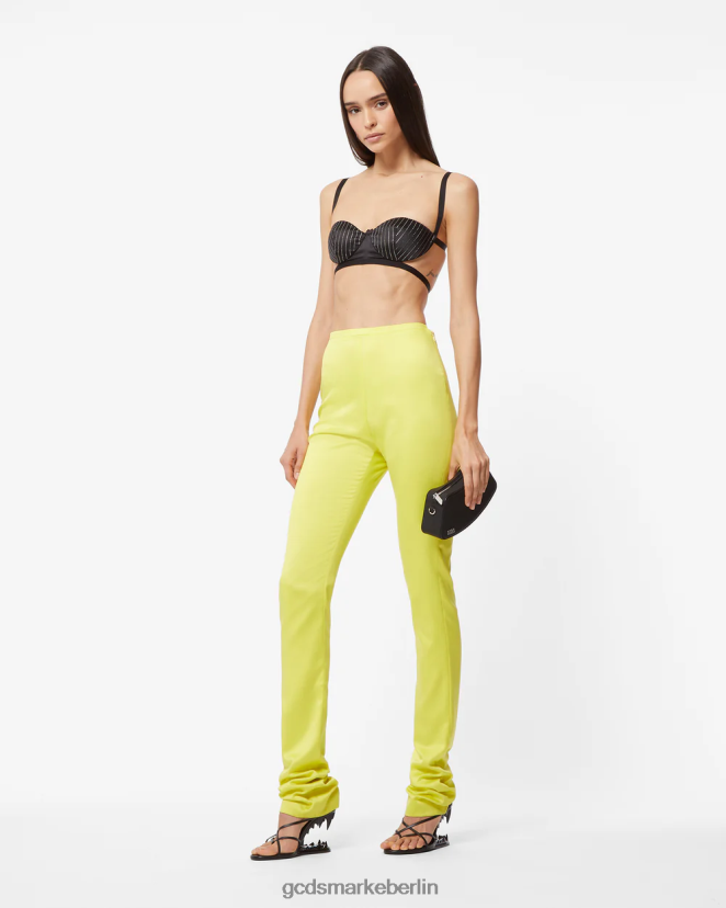 GCDS Frauen Bling glänzende Röhrenhose LP42F442 gelbes Fluo Kleidung