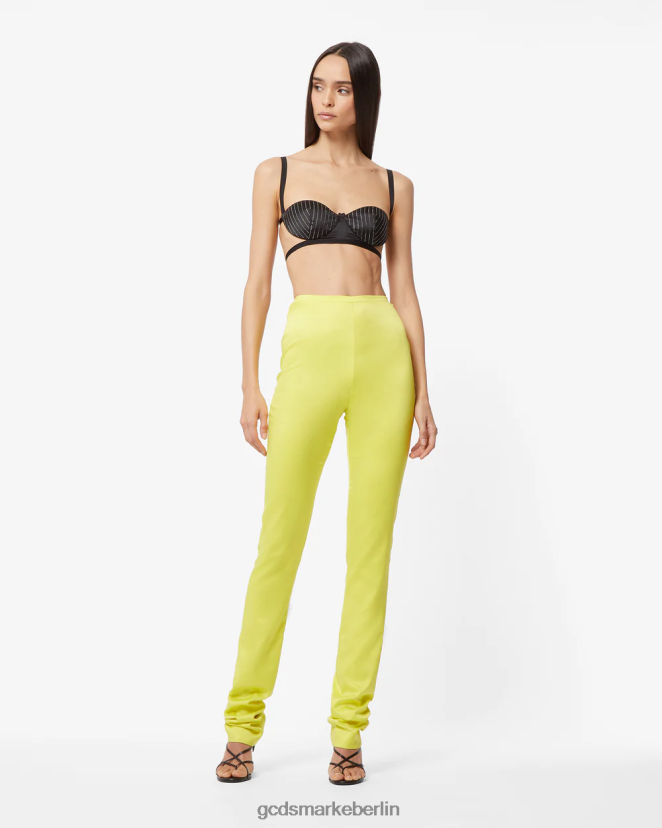 GCDS Frauen Bling glänzende Röhrenhose LP42F442 gelbes Fluo Kleidung