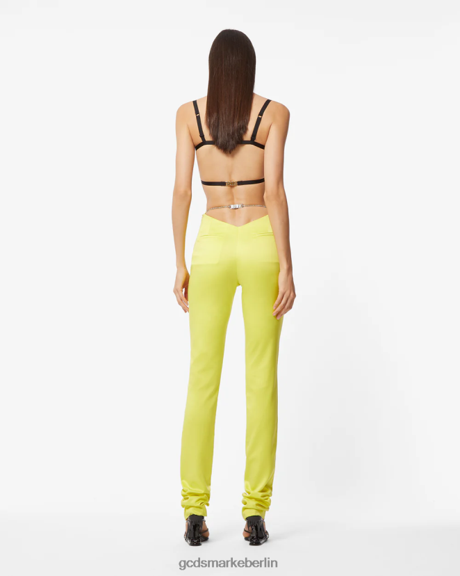 GCDS Frauen Bling glänzende Röhrenhose LP42F442 gelbes Fluo Kleidung