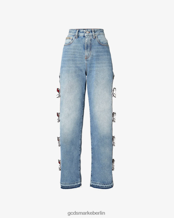 GCDS Frauen Hallo Kitty Menfit Jeanshose LP42F454 neues hellblau Kleidung