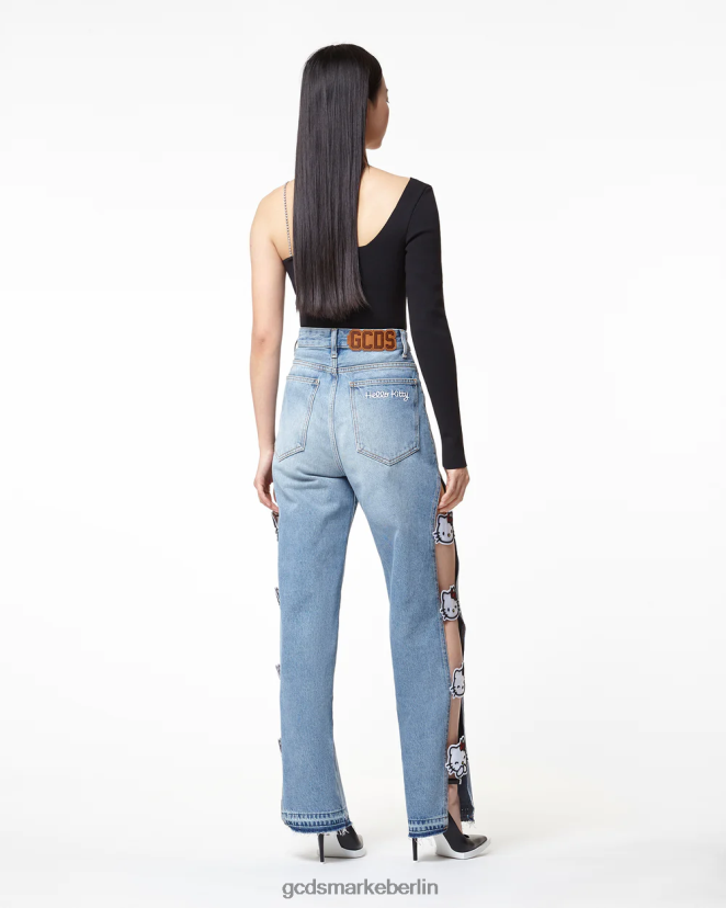 GCDS Frauen Hallo Kitty Menfit Jeanshose LP42F454 neues hellblau Kleidung