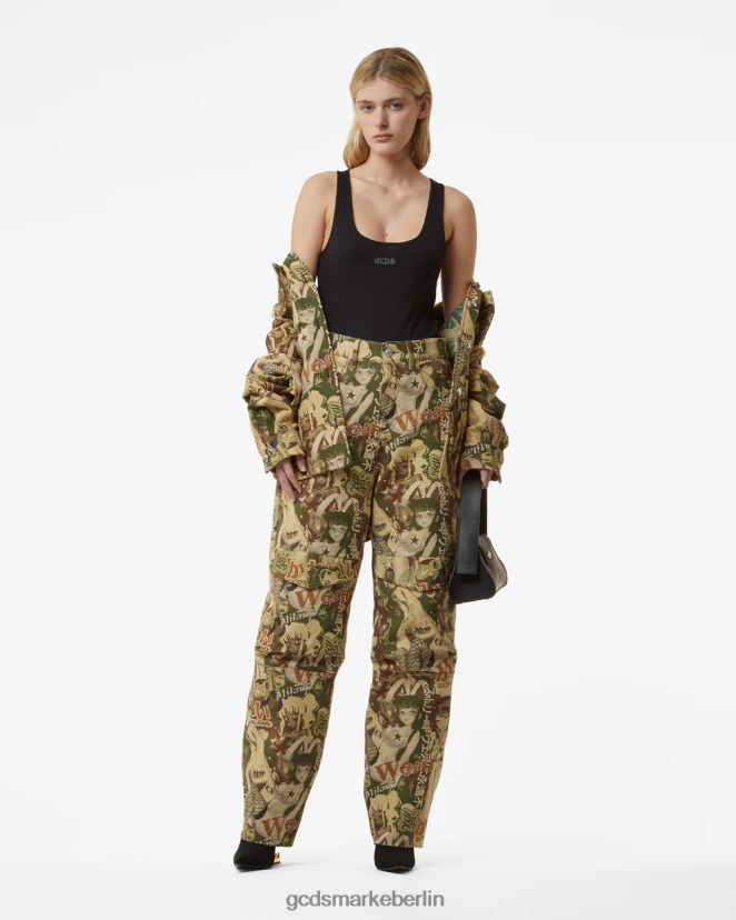 GCDS Frauen Hentai-Cargohose LP42F444 Militärgrün Kleidung