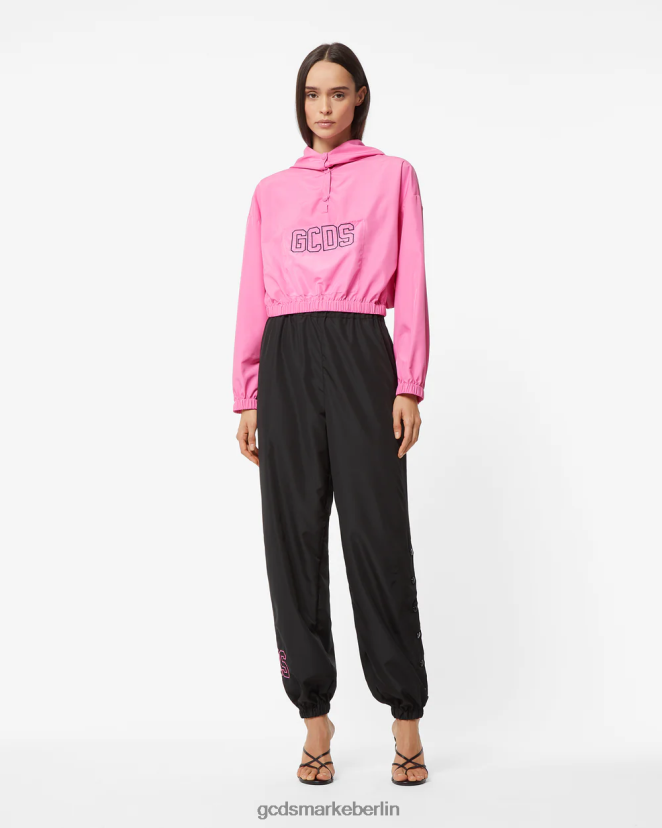 GCDS Frauen Herz-Nylonhose LP42F456 Schwarz Kleidung