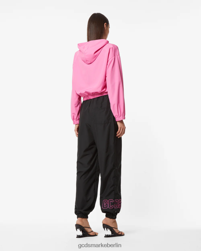 GCDS Frauen Herz-Nylonhose LP42F456 Schwarz Kleidung