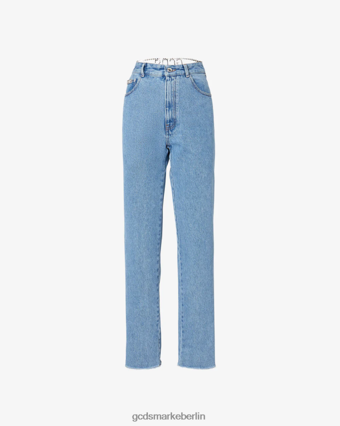 GCDS Frauen Jeanshose mit Halsband LP42F447 neues hellblau Kleidung