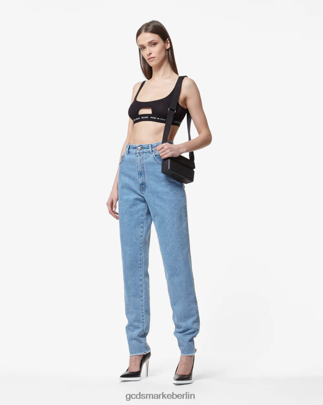 GCDS Frauen Jeanshose mit Halsband LP42F447 neues hellblau Kleidung