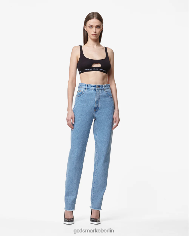 GCDS Frauen Jeanshose mit Halsband LP42F447 neues hellblau Kleidung