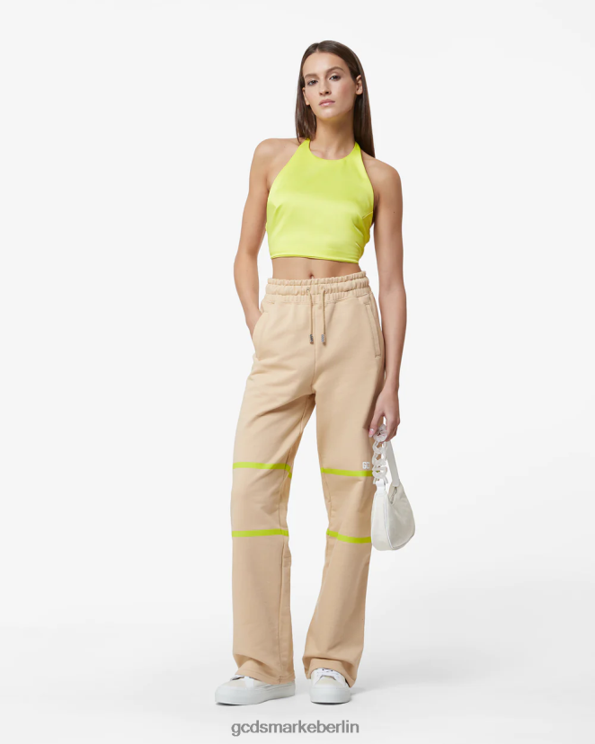 GCDS Frauen Jogginghose mit niedrigem Bandlogo LP42F443 Beige Kleidung