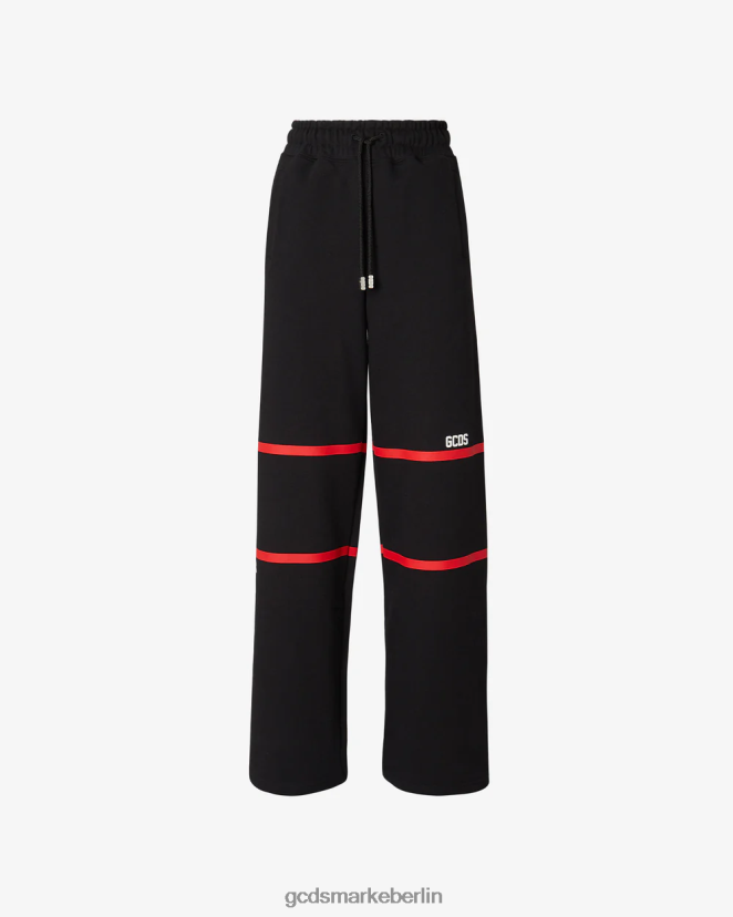 GCDS Frauen Jogginghose mit niedrigem Bandlogo LP42F452 Schwarz Kleidung