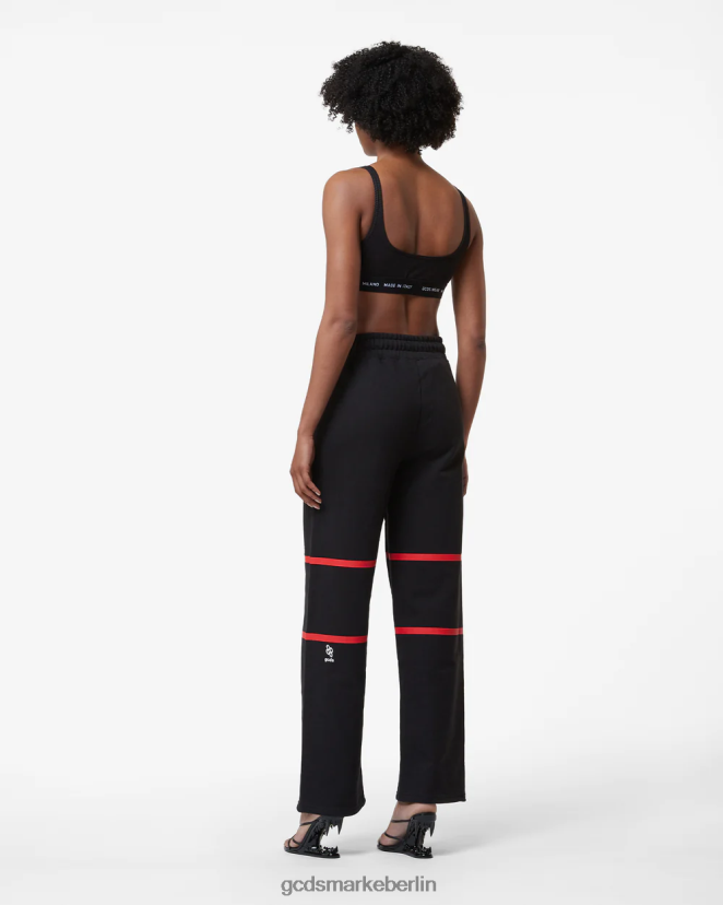 GCDS Frauen Jogginghose mit niedrigem Bandlogo LP42F452 Schwarz Kleidung