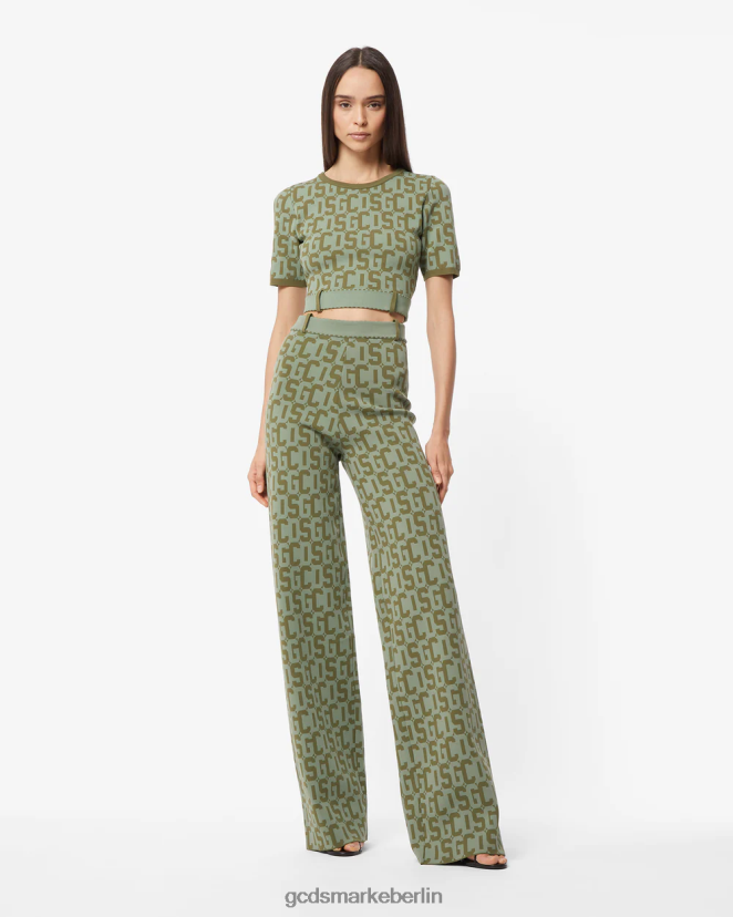 GCDS Frauen Matilda-Monogramm-Hose LP42F440 Militärgrün Kleidung