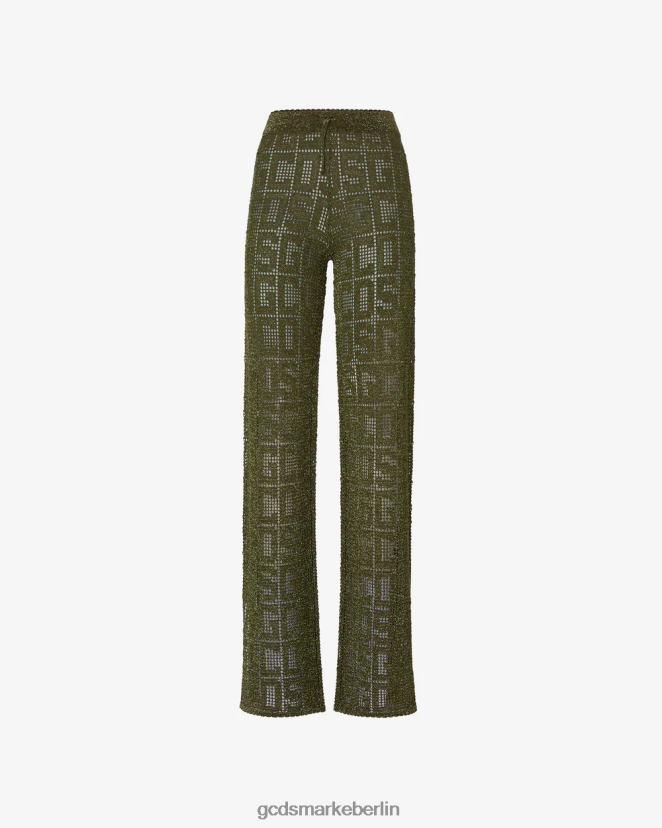 GCDS Frauen Monogramm-Makramee-Hose LP42F436 Militärgrün Kleidung