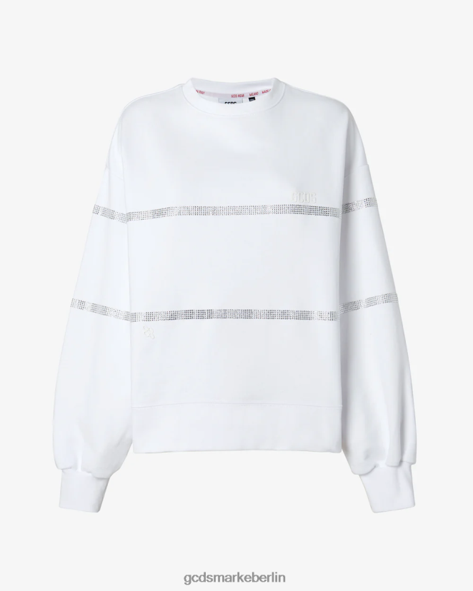 GCDS Frauen Bling-Rundhalsausschnitt LP42F345 Weiß Kleidung