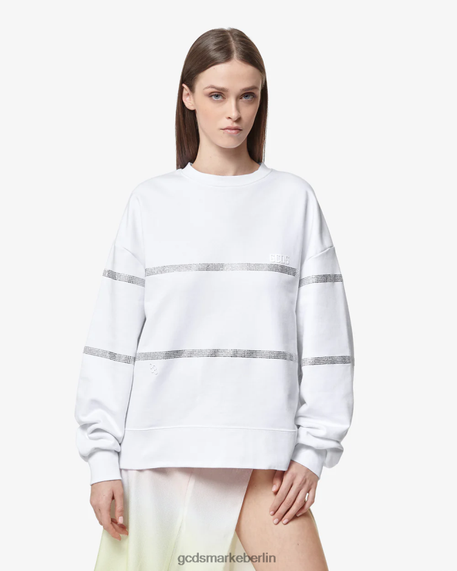 GCDS Frauen Bling-Rundhalsausschnitt LP42F345 Weiß Kleidung