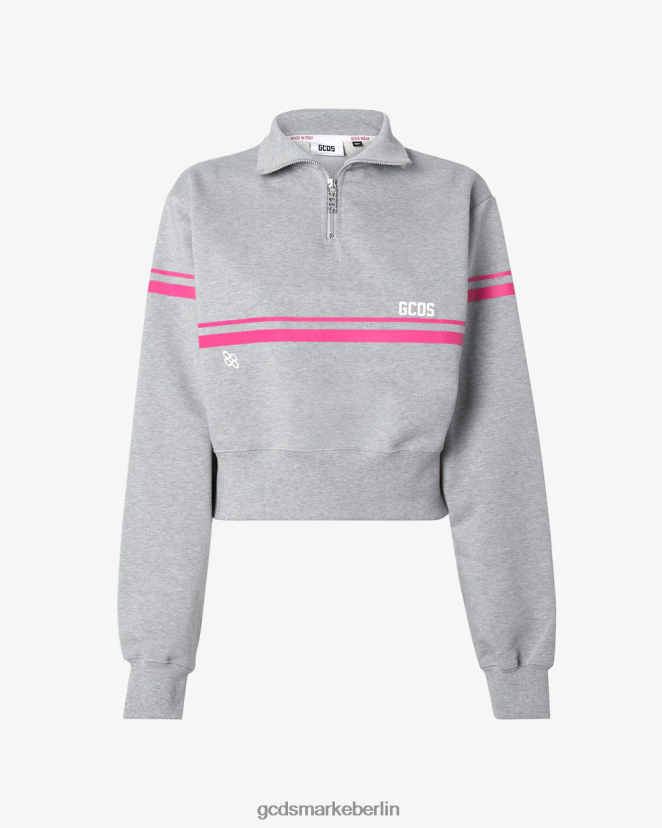 GCDS Frauen Bliss-Sweatshirt mit halbem Reißverschluss LP42F346 grau Kleidung