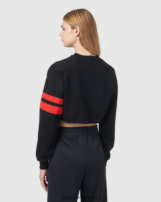 GCDS Frauen Crop-Rundhalsausschnitt mit Logo LP42F561 Schwarz Kleidung
