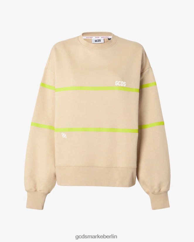 GCDS Frauen Logo-Pullover mit niedrigem Band LP42F351 Beige Kleidung