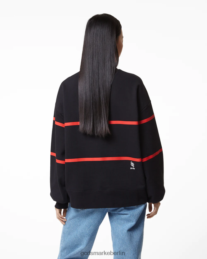 GCDS Frauen Logo-Pullover mit niedrigem Band LP42F352 Schwarz Kleidung