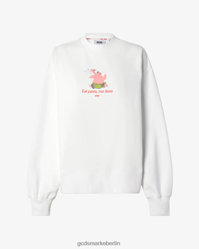 GCDS Frauen SpongeBob Patrick isst Pasta mit Rundhalsausschnitt LP42F349 Weiß Kleidung