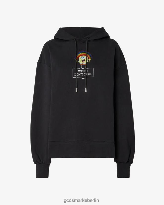 GCDS Frauen Spongebob egal Kapuzenpullover LP42F350 Schwarz Kleidung