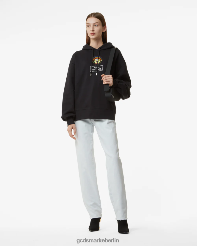 GCDS Frauen Spongebob egal Kapuzenpullover LP42F350 Schwarz Kleidung