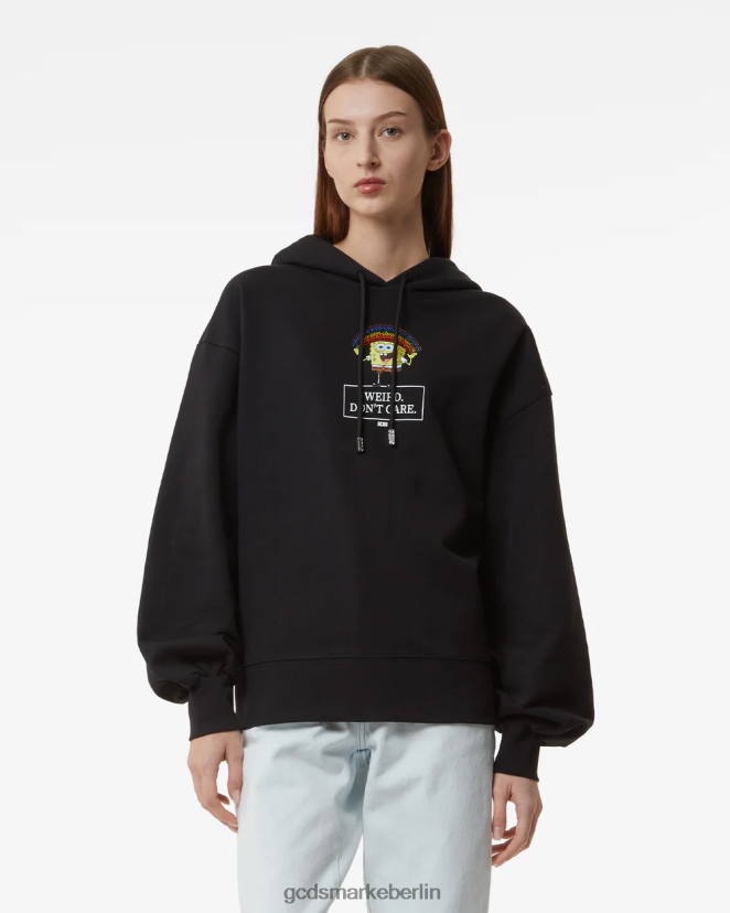 GCDS Frauen Spongebob egal Kapuzenpullover LP42F350 Schwarz Kleidung