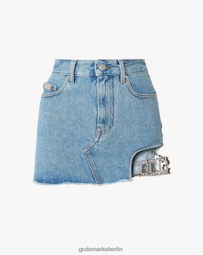 GCDS Frauen Bling-Jeansrock LP42F432 neues hellblau Kleidung