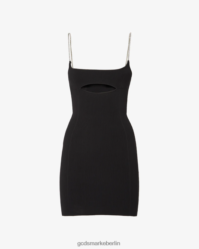 GCDS Frauen Bling-Minikleid LP42F401 Schwarz Kleidung