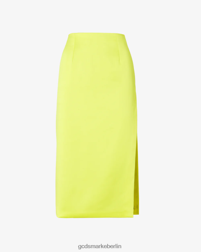 GCDS Frauen Bling glänzender langer Rock LP42F428 gelbes Fluo Kleidung