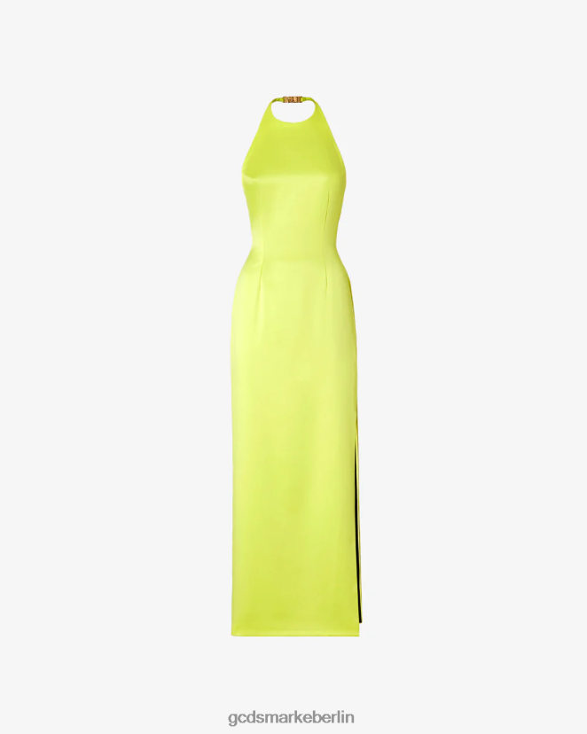 GCDS Frauen Bling glänzendes langes Kleid LP42F417 gelbes Fluo Kleidung