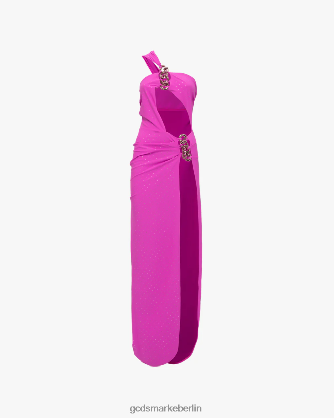 GCDS Frauen Langes Kleid mit Bling-Kette LP42F404 Rosa Kleidung