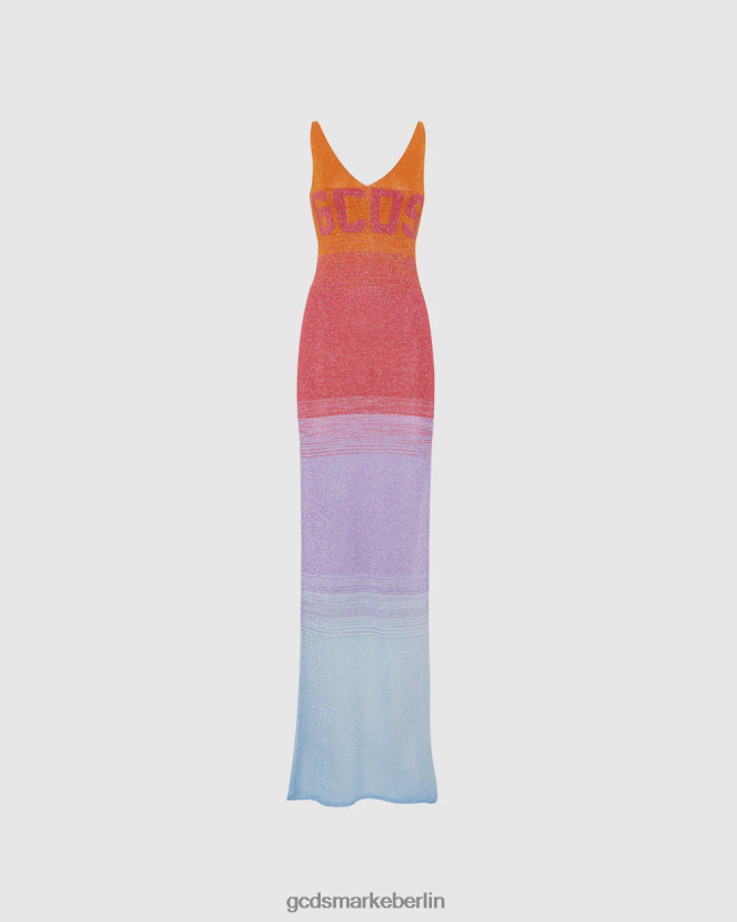 GCDS Frauen Langes Kleid mit Lurex-Degradierung LP42F562 Mehrfarbig Kleidung