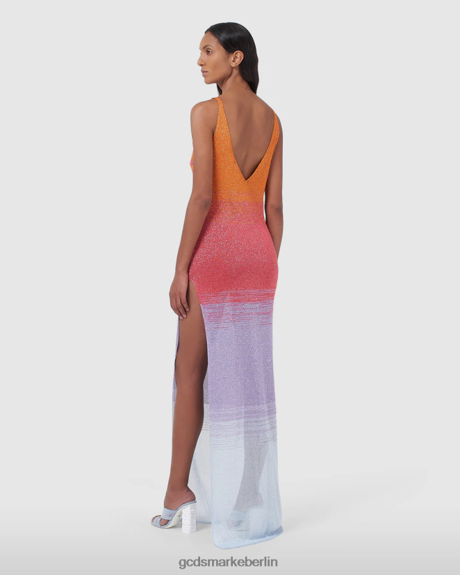 GCDS Frauen Langes Kleid mit Lurex-Degradierung LP42F562 Mehrfarbig Kleidung