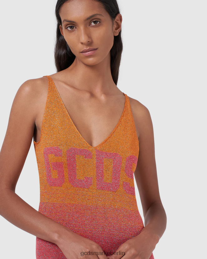 GCDS Frauen Langes Kleid mit Lurex-Degradierung LP42F562 Mehrfarbig Kleidung