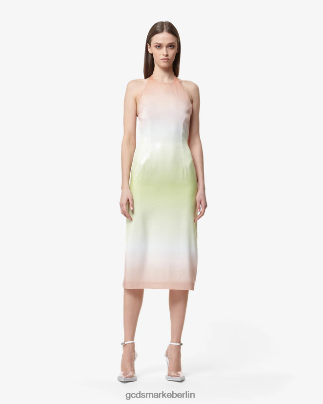 GCDS Frauen Langes Kleid mit degradierten Pailletten LP42F418 Mehrfarbig Kleidung