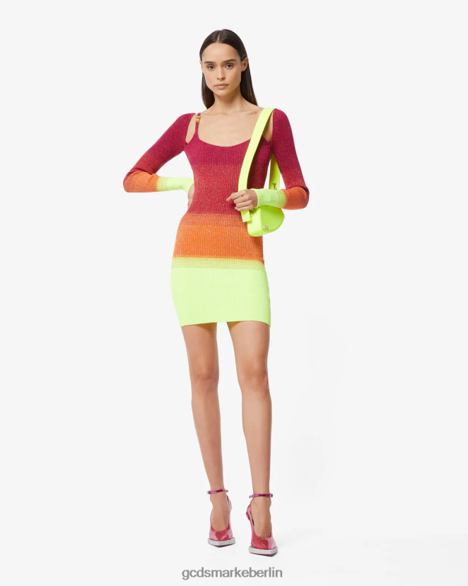 GCDS Frauen Minikleid mit Lurex-Degradierung LP42F415 Fuchsie Kleidung