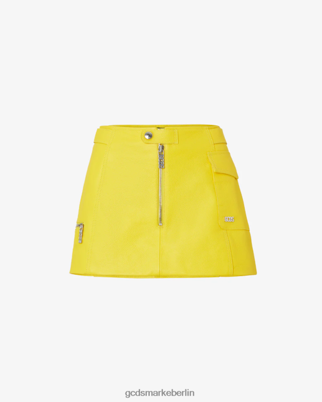GCDS Frauen Minirock aus SpongeBob-Leder LP42F431 Gelb Kleidung